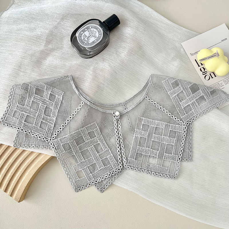 Camisas de cuello falso para niños de cuello falso de encaje, bufandas huecas, cuello, cuello de loto