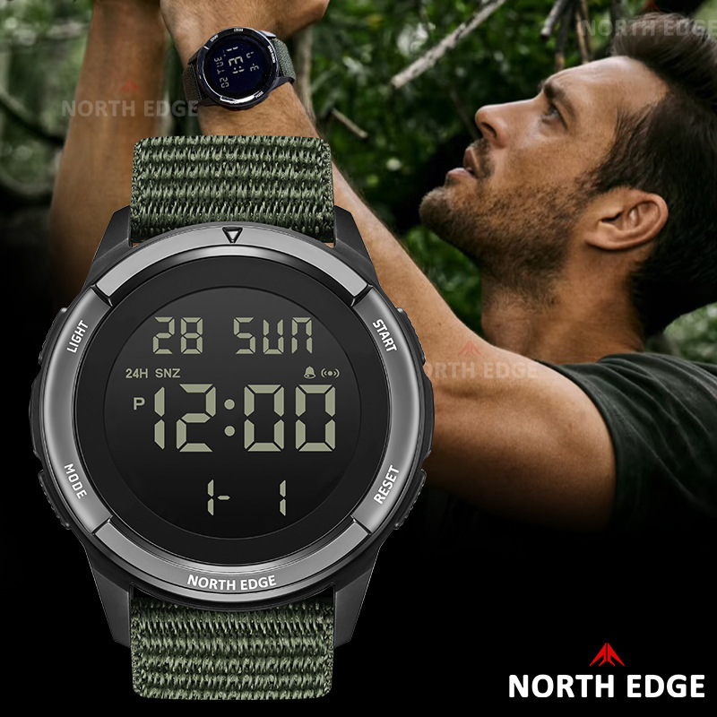 Sports Multifunctional Watch Waterproof Stopwatch Student Alarm Clock Large Font Countdown Two Time Zones Backlight Calendar