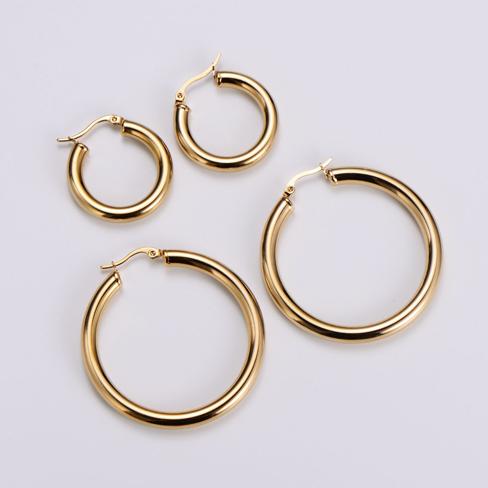 Simple Style Geometric Polishing Stainless Steel No Inlaid 18K Gold Plated Earrings display picture 4