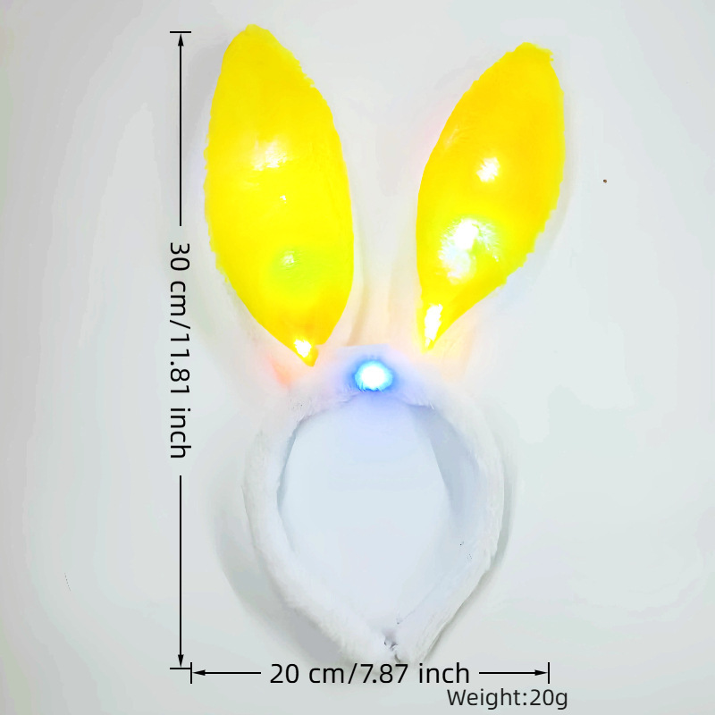 Transfronterizo luminoso conejo oreja banda de cabello adorable peluche banda de cabello oreja banda de cabello accesorios de vestir de fiesta de Pascua