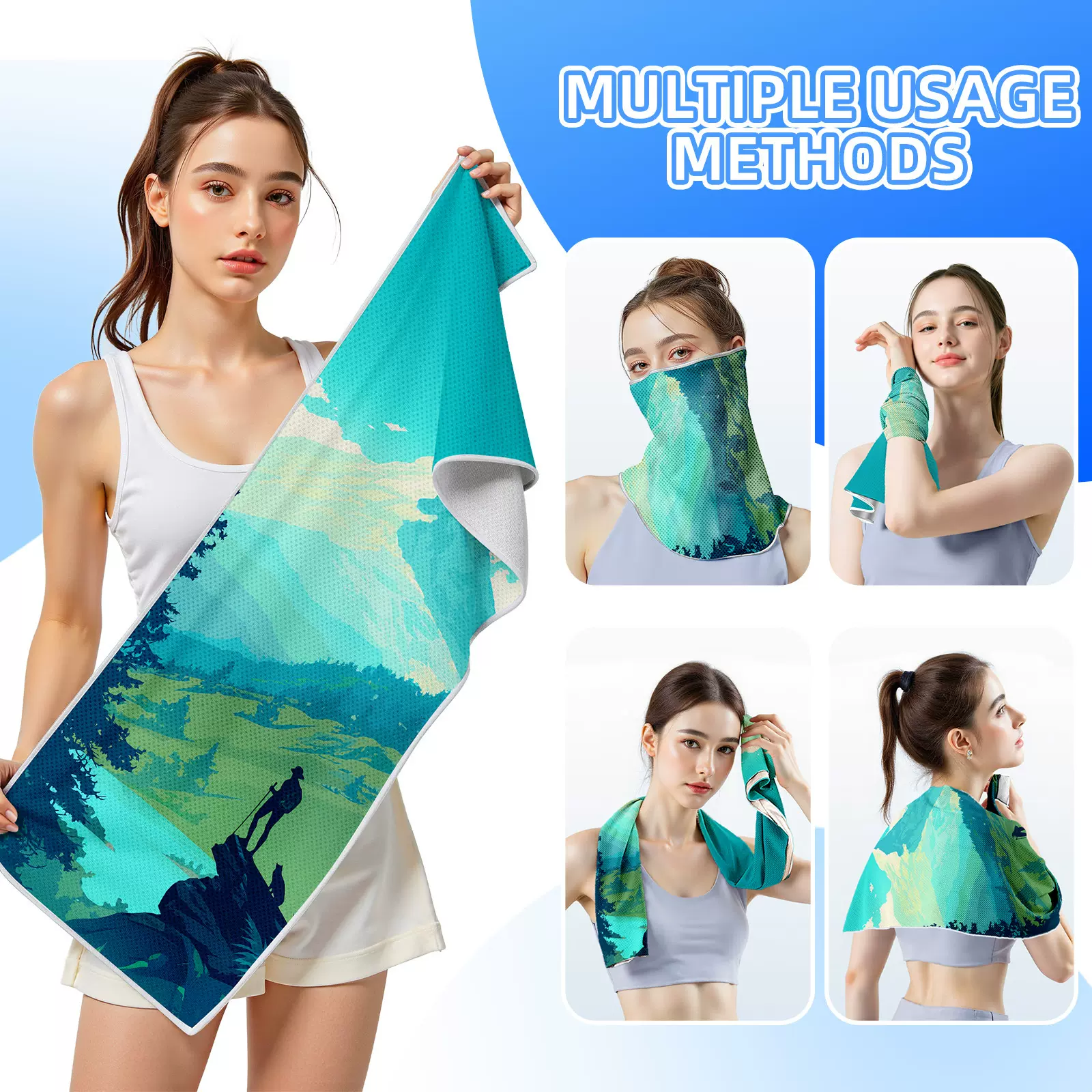 【户外登山钓鱼吸汗巾】冷感速干毛巾夏季降温冰凉巾印花运动毛巾