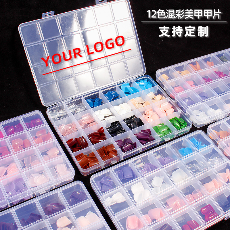 Directo de fábrica 24 rejilla de color sólido brillante desgaste superficial pieza de uñas corto color mezclado falso uñas removible Manicura en stock al por mayor