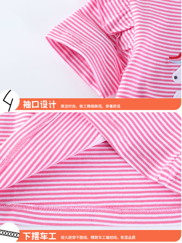 Girls' T-shirt Summer Wear: Cute Patterned Kids' Top with Crew Neck and Short Sleeves—Perfect for European and American-Style Little Ones