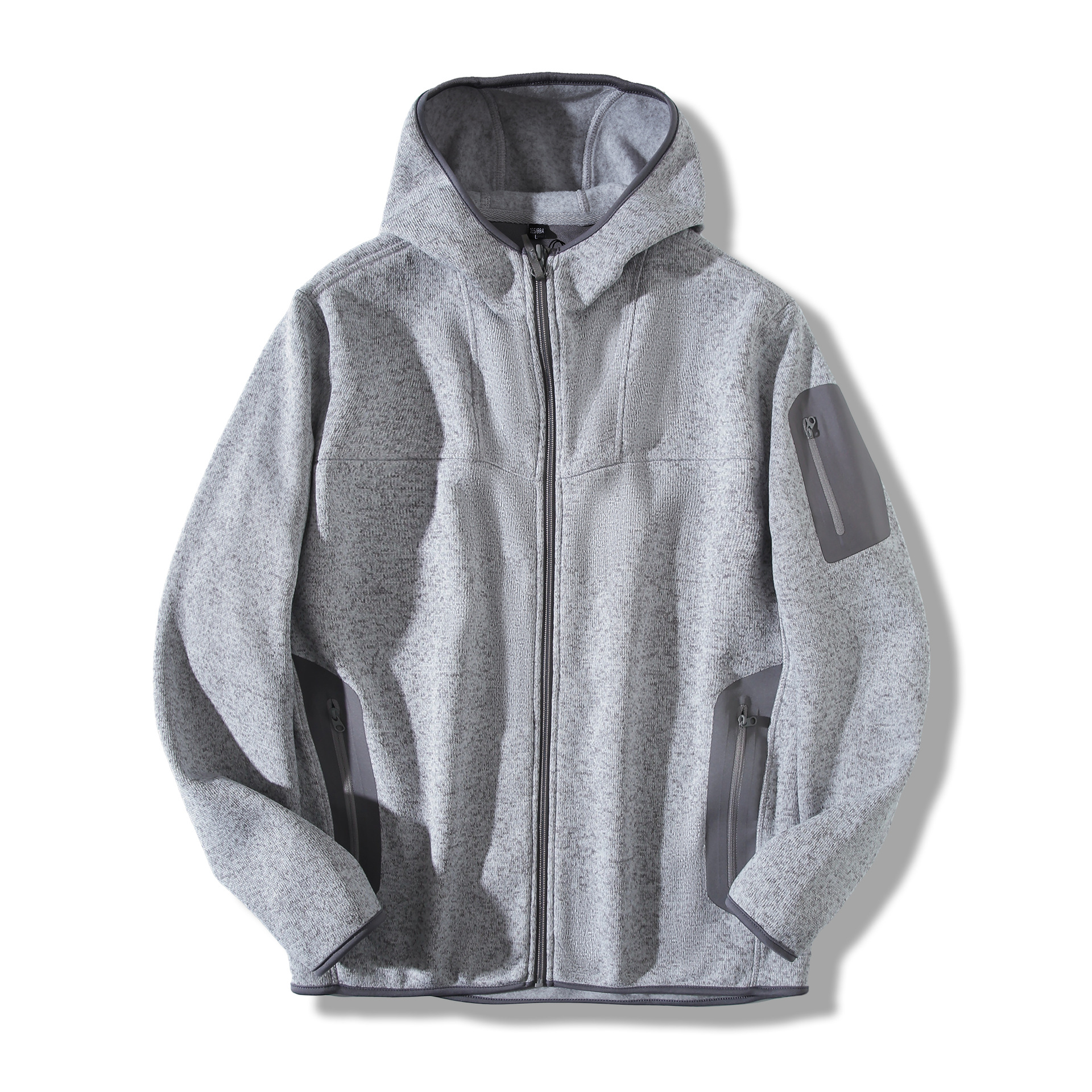 [bird] covert stand collar outdoor sports leisure thick warm fleece cardigan stand collar hooded coat