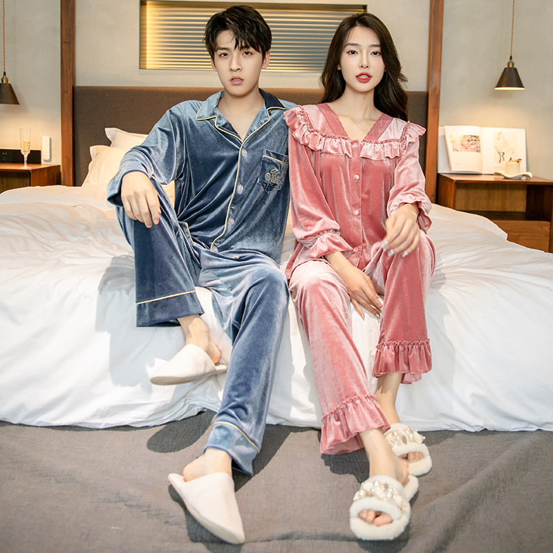 カシミヤのパジャマ女性春と秋の長袖カップルの高級感があります。