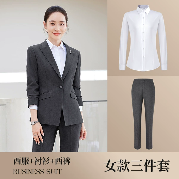 6081 gray women's suit + 807 shirt + 6081 women's pants