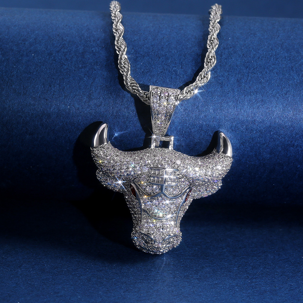 new creative zodiac bull head pendant necklace copper micro-inlaid zircon necklace