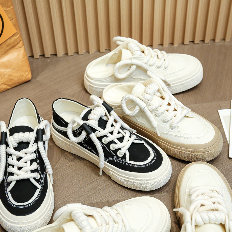 VASIBAEN Niche Design Half-support 2023 Poletje Novi platneni čevlji Lazy One pedal all-match superge trend_voghion.com