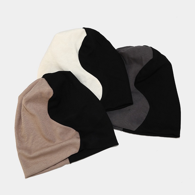 Autumn new style Baotou with small face, two tone splicing pullover hat, internet famous trendy ear protection hat_voghion.com
