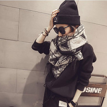 2022韩版时尚围巾女秋冬季双面仿羊绒加厚保暖披肩几何百搭围脖