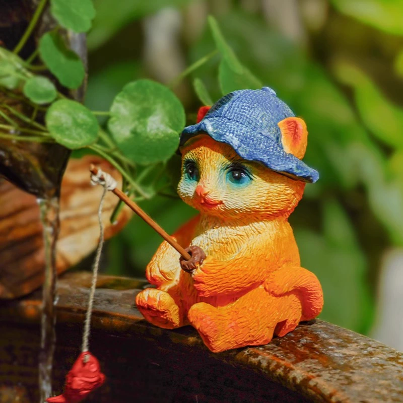 Подвеска для украшения рта аквариума, ландшафтные украшения, рыбалка и кормление оранжевого кота, рыбалка белого кота, боковые украшения аквариума, высококачественные