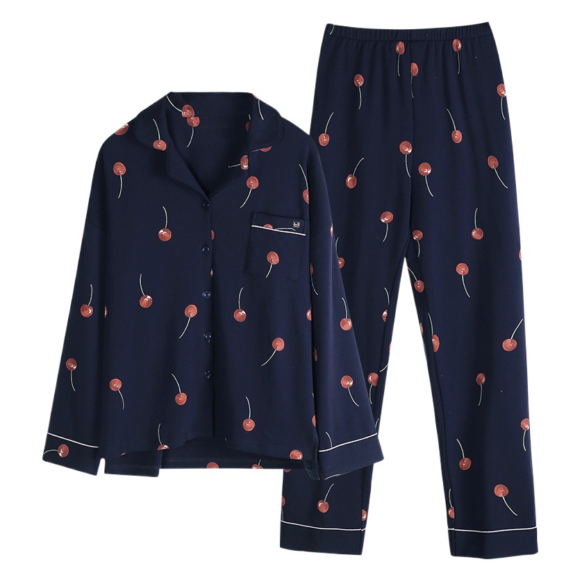 Pijamas de las mujeres de primavera y otoño 100% algodón de manga larga más el tamaño gordito chica desgaste del hogar de verano Delgado desgaste exterior más tamaño traje