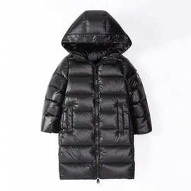 反季男童女童超轻过膝儿童中长款羽绒服洋气亮面中大童装纯色外套