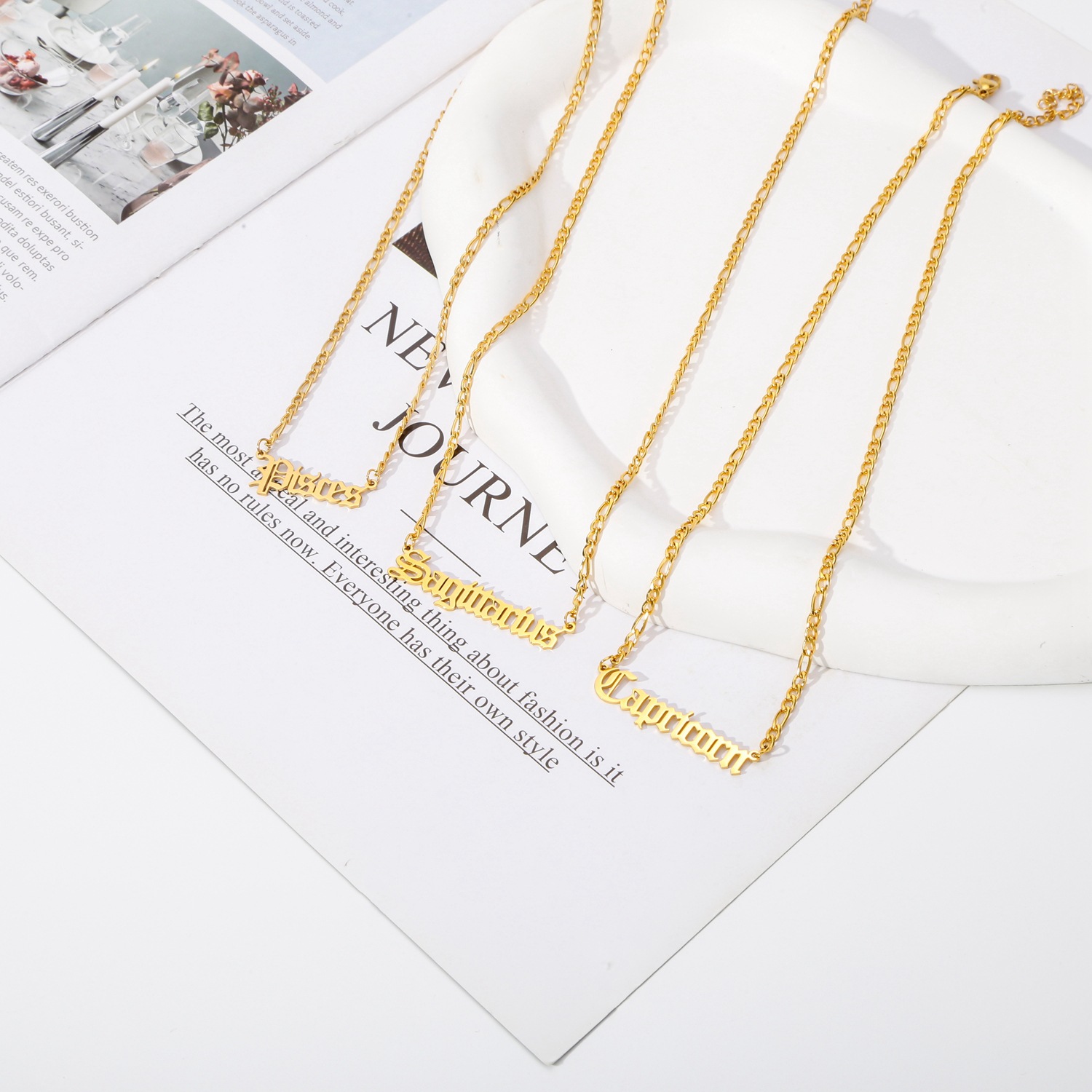Daily Occasion PVD Coated Real Gold Plated Constellation 304 Stainless Steel Simple Style Waterproof Non Tarnish Stainless Steel Lobster Trigger Clasp Closure Pendant Necklace