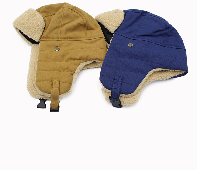 Trapper Hats Canvas Lei Feng hat men's and women's winter cold resistant thick velvet cotton hat riding windproof ear protection pilot motorcycle cap_voghion.com