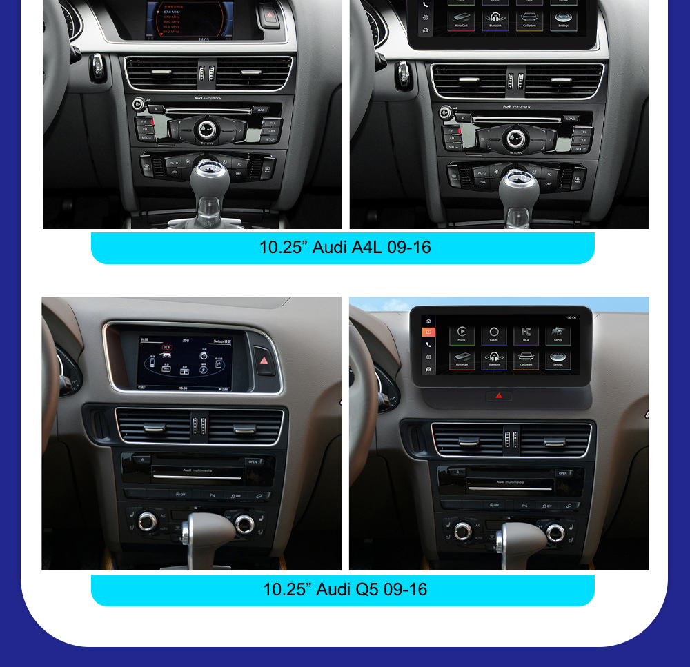 Suitable for Audi Series Linux System Car Navigation All-In-One Machine Supports Carplay Central Control Large Screen Navigator