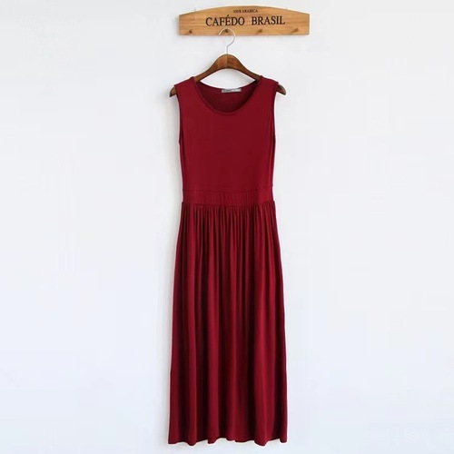 Women's Summer Modal Slimming Dress, Plus-Size Waist-Controlled Maxi Skirt, Body-Sculpting Vest Dress, Pleated Base Layer Skirt