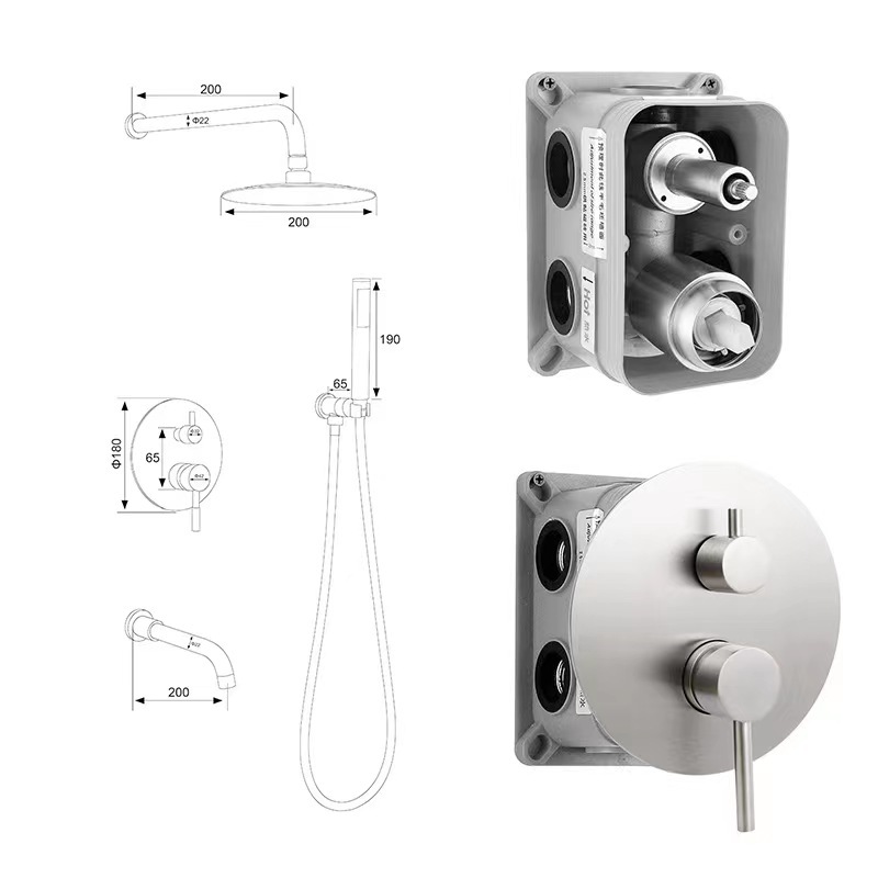 Foreign trade shower head set, cold and hot built-in wall concealed shower faucet undefined