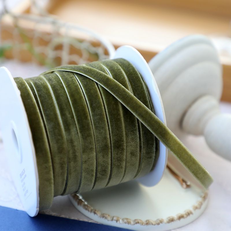 1cm de ancho terciopelo flocado correa de tejido correa de arco correa de ropa hecha a mano sombrero accesorios accesorios materiales DIY