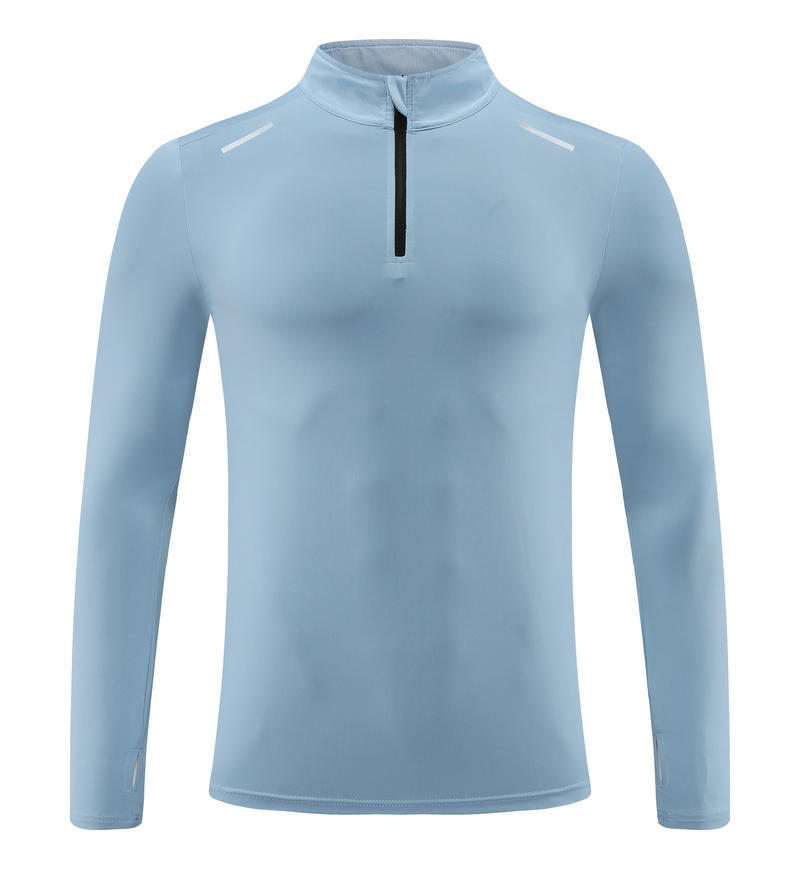 Camiseta deportiva de secado rápido de manga larga para hombres, tops de fitness para correr, ropa de entrenamiento de baloncesto con media cremallera al aire libre, otoño