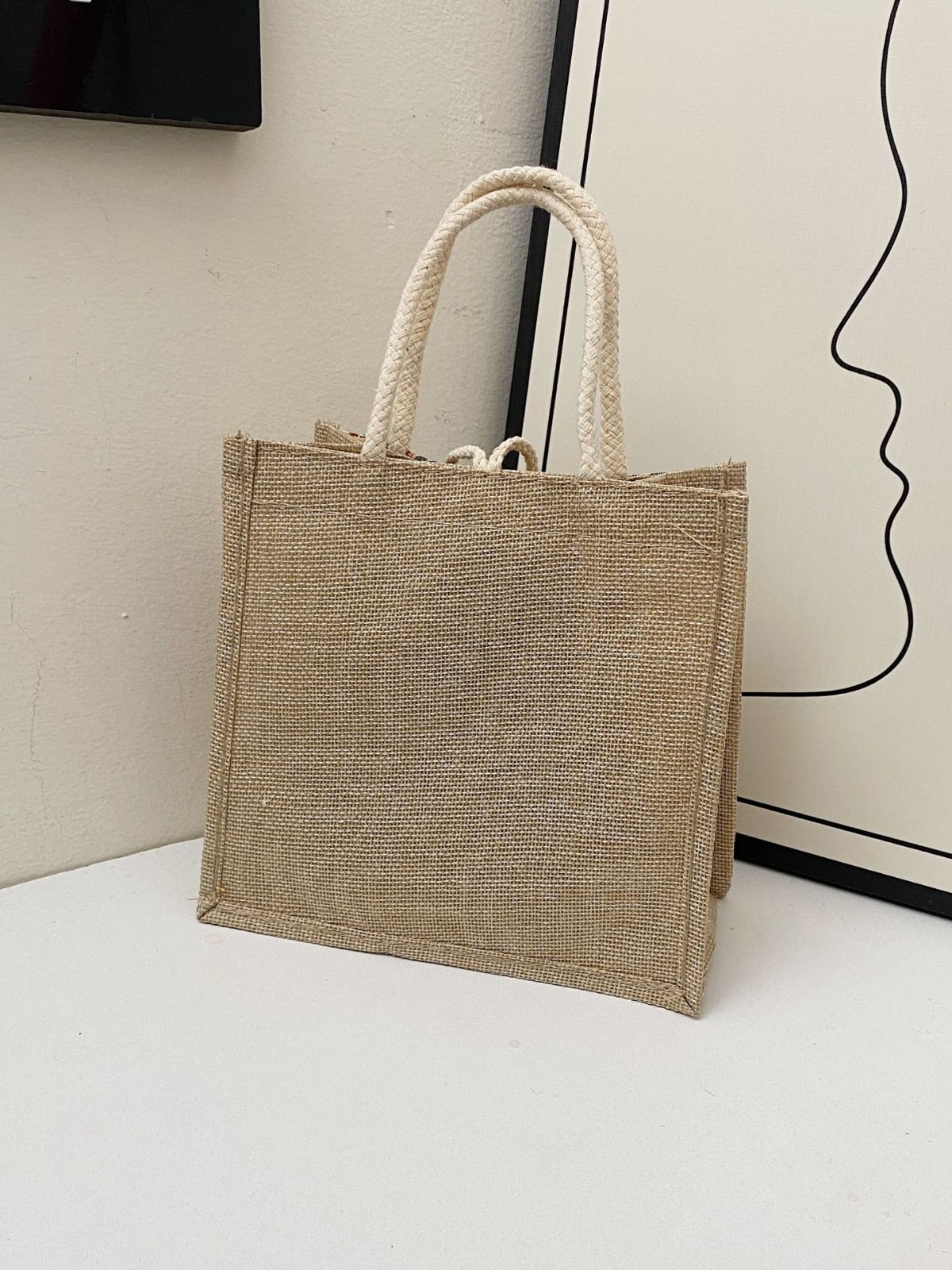 Nuevo bolso de tela de lino para mujer, nueva moda de verano, lonchera de lino portátil, bolso bento, bolso de mamá