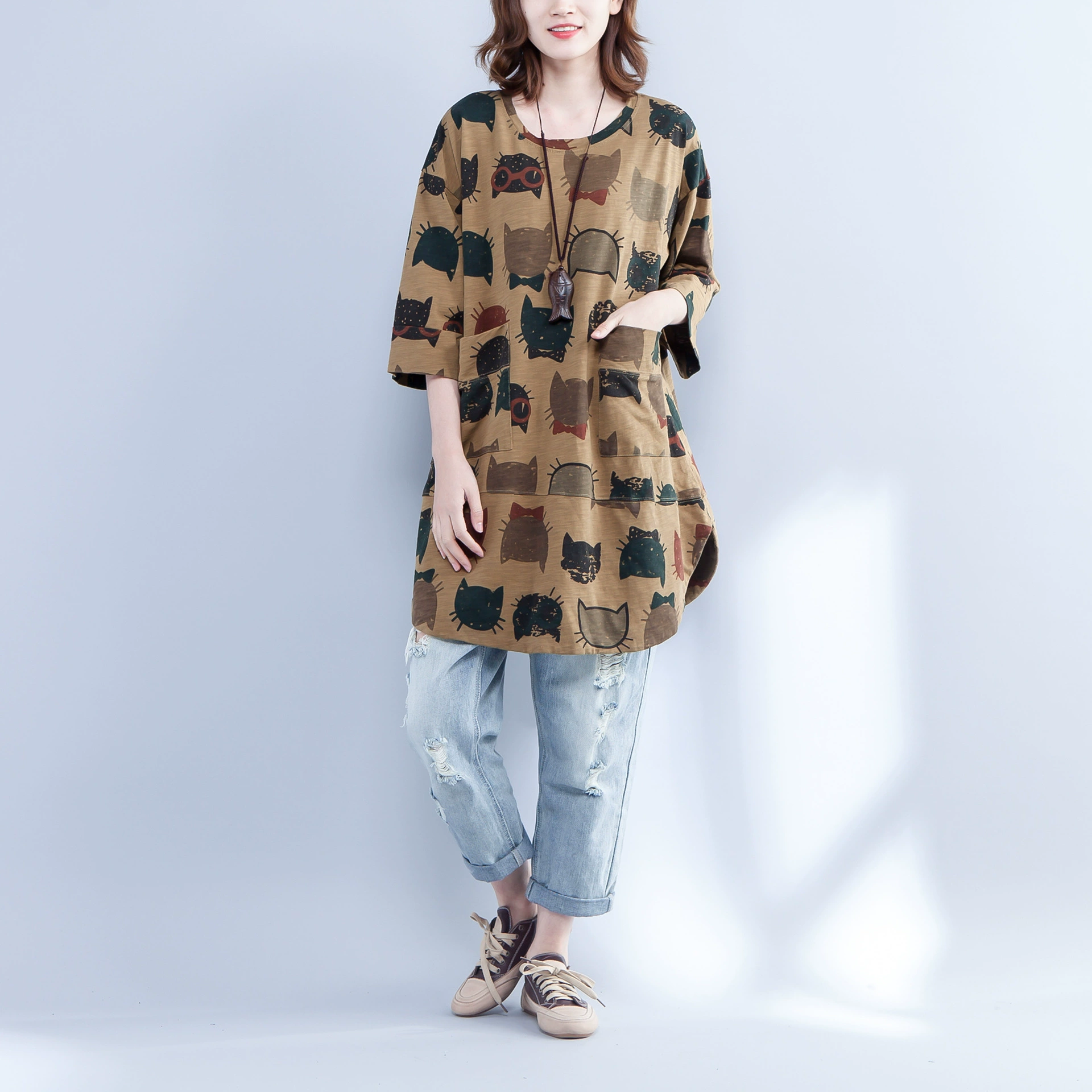 Летняя картинка футболка, oversize, плюс-сайз, оптовая продажа, корейский стиль, облегающий