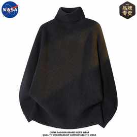 NASA品牌高端高质量打底翻高领毛衣男冬季加厚保暖纯色长袖针织衫