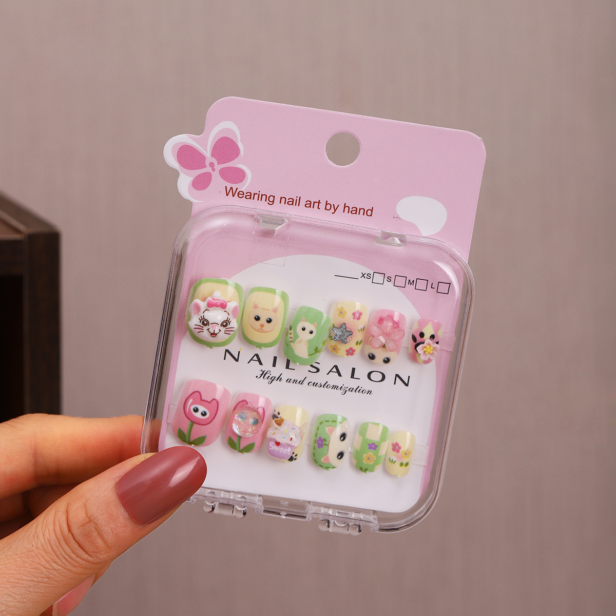 Niños parches de uñas super lindas chicas lindas usan pegatinas de dibujos animados de uñas seguras desmontables parches de uñas al por mayor image 21