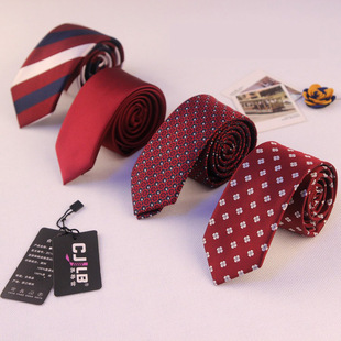 Men's narrow tie groom wedding tie 5CM6CM wine red black factory spot wholesale