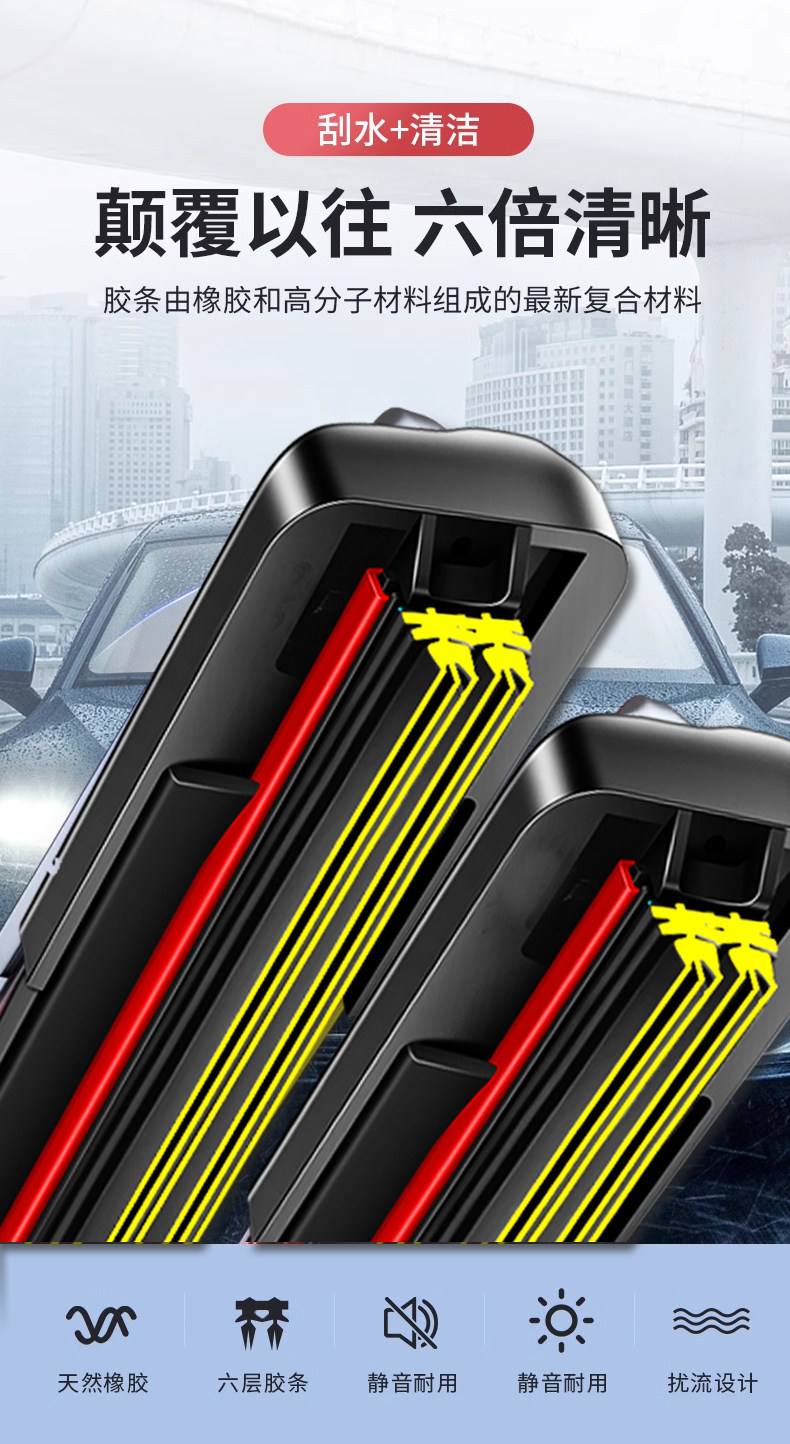 Six-layer rubber strip wipers are suitable for Haval h6/f7/m6/h2/h4/h5/F7X/M1/M2/M6