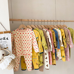 Шерстяная детская пижама, нижнее белье, детский мультяшный комплект подходит для мужчин и женщин