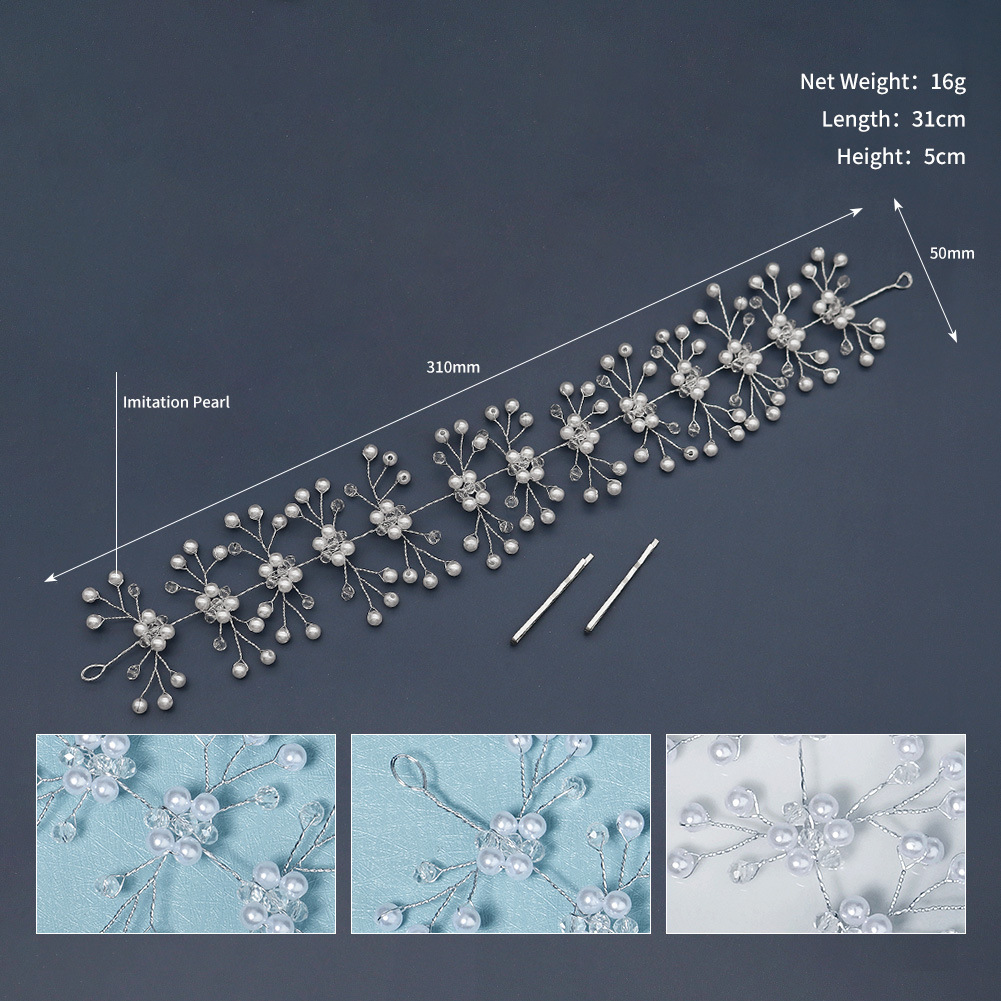 Korean pearl handmade crystal woven bridal headwear