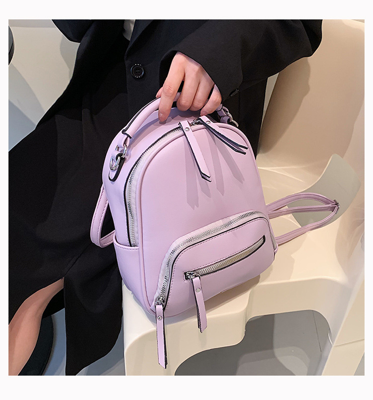 Fashionable And Versatile Solid Color Backpack Women's Urban Minimalist PU Business Backpack_voghion.com