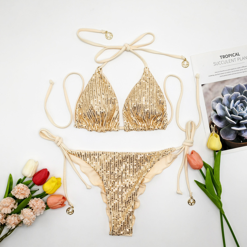 8-Color New Sequin Bikini for Women, Triangle Cross-Border Swimwear, Multi-Color Bikini Swimsuit in Stock Bikini 8-Color New Sequin Bikini for Women, Triangle Cross-Border Swimwear, Multi-Color Bikini Swimsuit in Stock Bikini