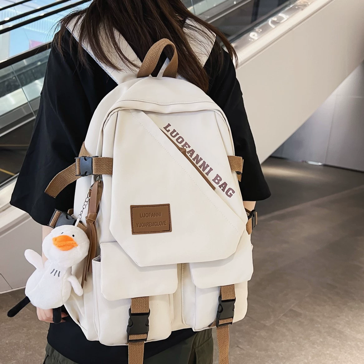 Backpack, shoulder bag, capacious Japanese universal trend school bag for leisure, Korean style