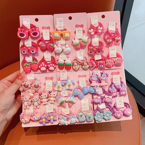 Strawberry Bear children's head-tying rubber band high-elastic headband cute baby hair band headband princess hair accessories