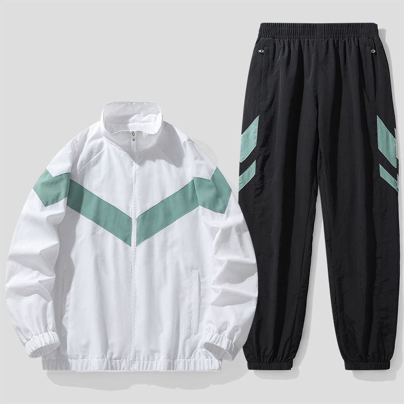 Cardigan de cuello vertical, malla transpirable Taslon, chaqueta de hombre, pantalones casuales deportivos, uniformes escolares de secundaria
