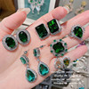 Earrings emerald, zirconium, ring, 750 sample gold, flowered