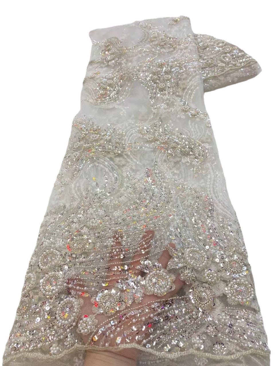 La industria pesada del tubo del grano de la boda vestido de noche de moda europea y americana de encaje de tela de encaje de boda JX2647 image 5