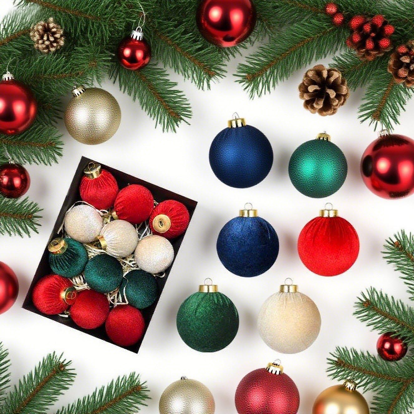 6CM12 bola de Navidad tela de peluche de alto lujo tela de peluche bola de tela decoración de Navidad árbol