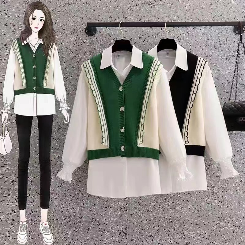 复古温柔风针织马甲开衫女2024春秋新款韩版宽松毛衣马夹背心外套