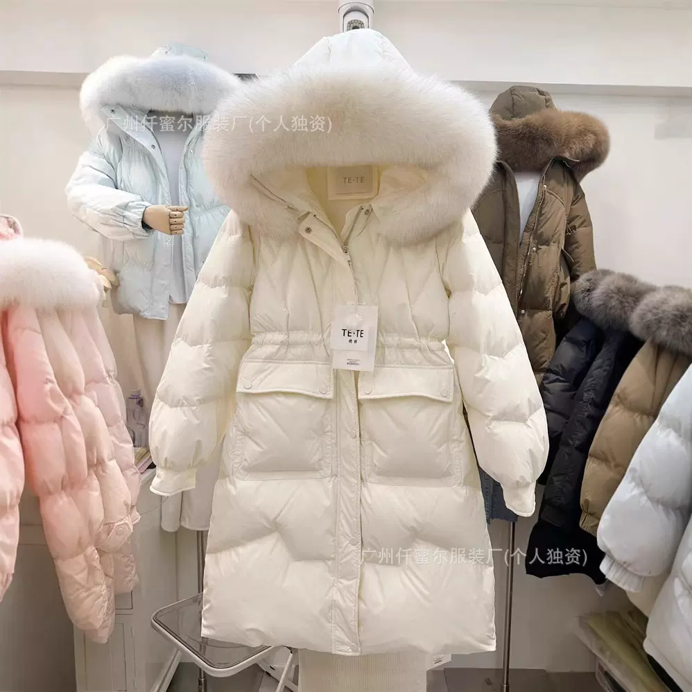 2025年新款羽绒服女款中长款时尚学院风高级感加厚长款冬季外套女