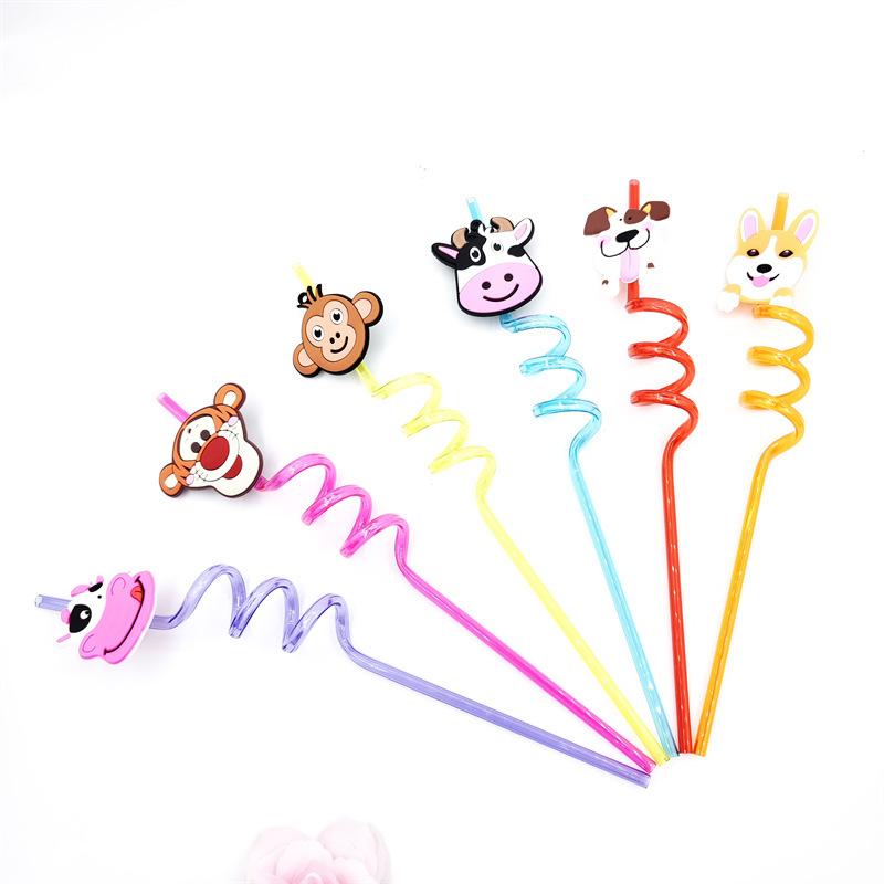 Cross-border PVC bar fiesta paja al por mayor forma creativa paja niños dibujos animados saludable juguete de paja de plástico