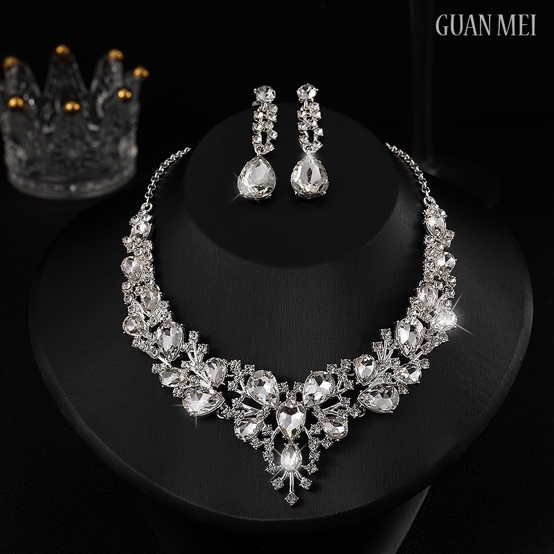 Atmospheric Bride Necklace Earrings Zircon Wedding Jewelry suit Wedding Evening Dress Accessories Wedding Banquet Jewelry Atmospheric Bride Necklace Earrings Zircon Wedding Jewelry suit Wedding Evening Dress Accessories Wedding Banquet Jewelry