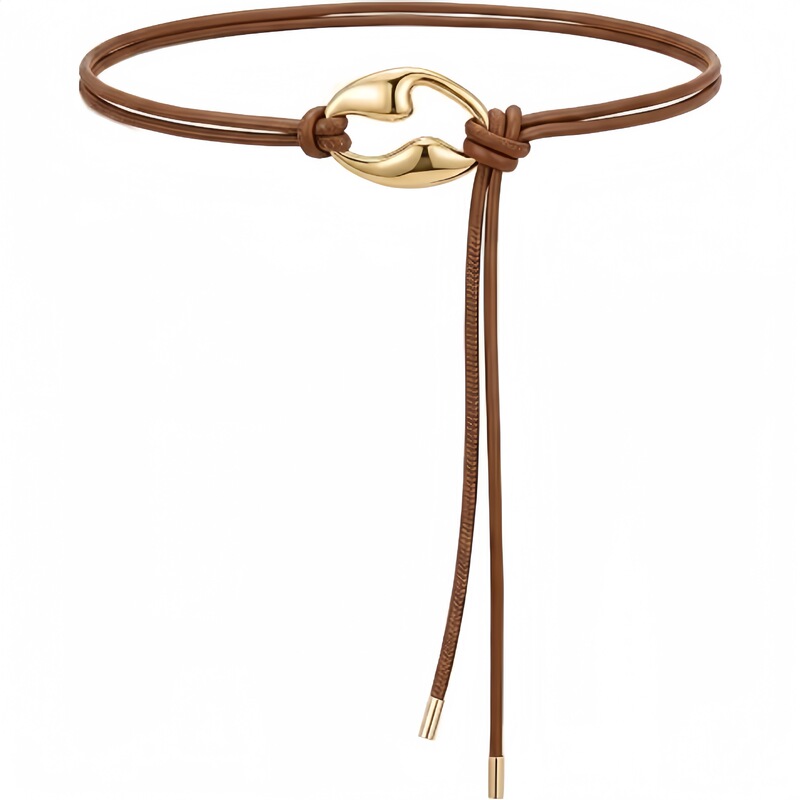 Cross-border high-end knotted belt with plated metal buckle waist chain for dresses, sweaters, cashmere coats, and commuting