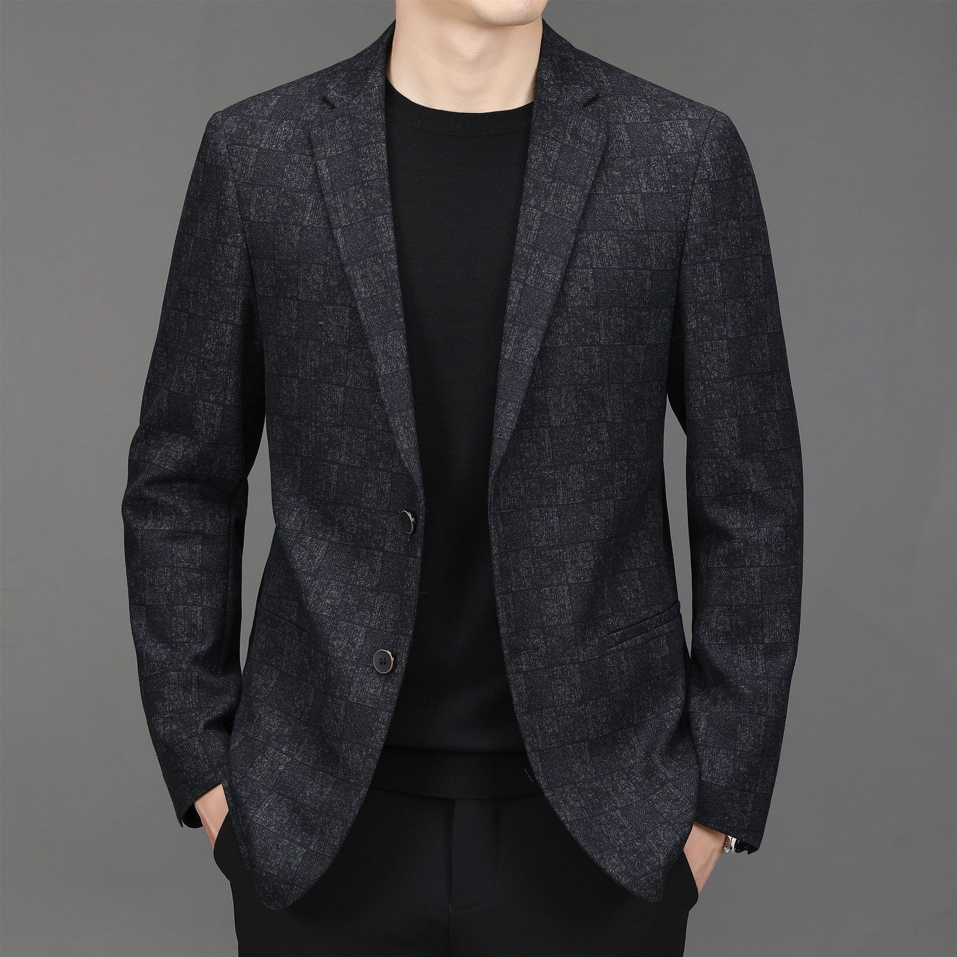 Men's simple casual grilled slim suit can be customized with generic business career dress team custom