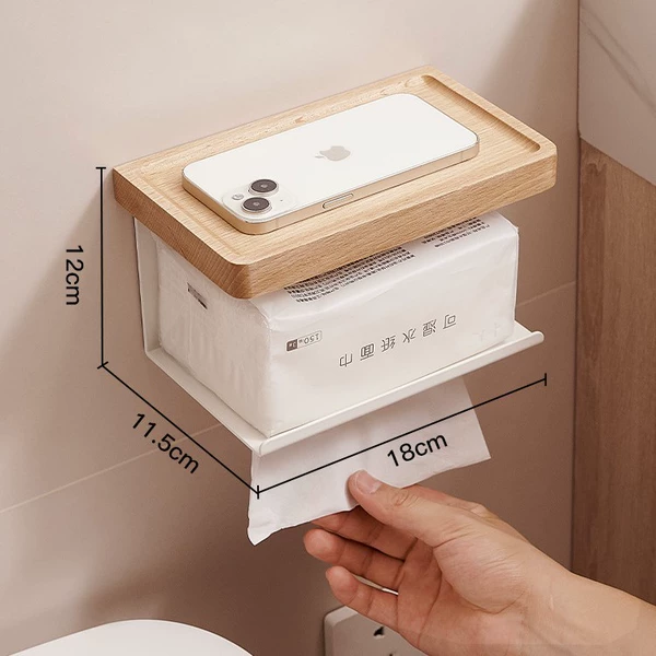 [Beech+White] One-way single-pull paper holder