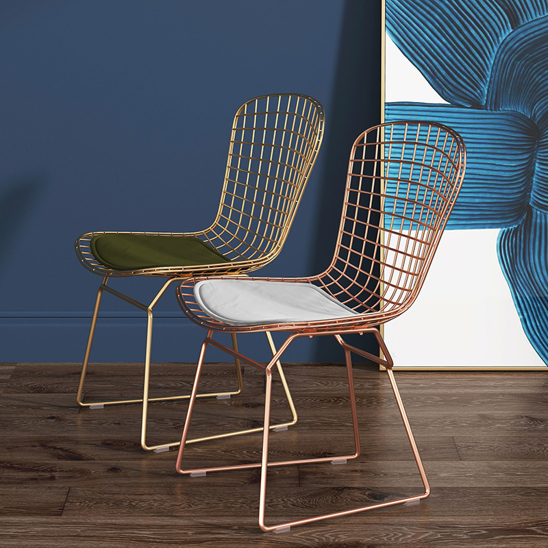 Scandinavian Style Ins Mesh Chair Internet Celebrity Cut Out Golden Dining Chair Iron Art Creative Home Back Chair Dressing Stool Scandinavian Style Ins Mesh Chair Internet Celebrity Cut Out Golden Dining Chair Iron Art Creative Home Back Chair Dressing Stool