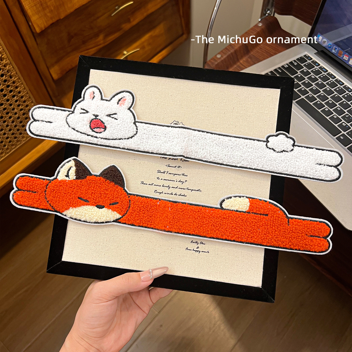 Soft and cute cartoon animal bangs stickers, fox and bunny long plush magic stickers, women's hairbands, hair accessories for stray hairs