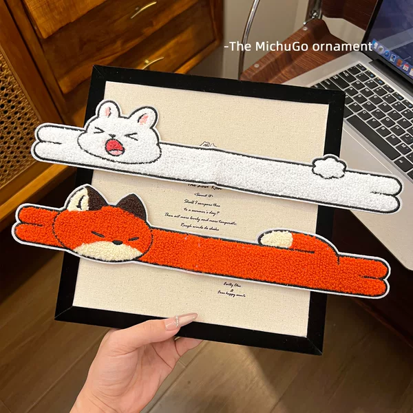 Soft and cute cartoon animal bangs stickers, fox and bunny long plush magic stickers, women's hairbands, hair accessories for stray hairs
